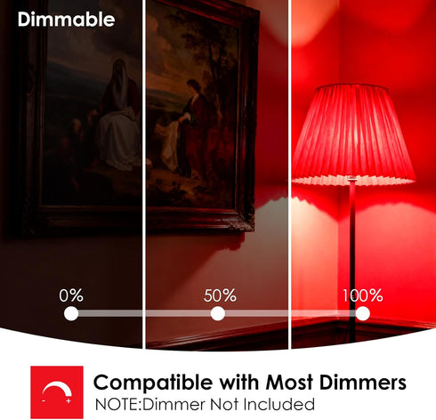 Bulbs Dimmable, 642nm Bulb 100% A19 60W 9W E26 2 Pack TJOY Red Light for Sleep Red Led for Melatonin Promoting, Blue