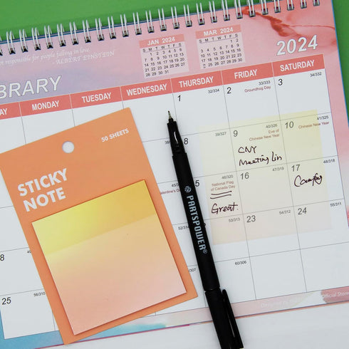 Gradient Transparent Sticky Notes, 8x8 cm See Through for Annotating, 50 Sheets/Pad, 4 Pads