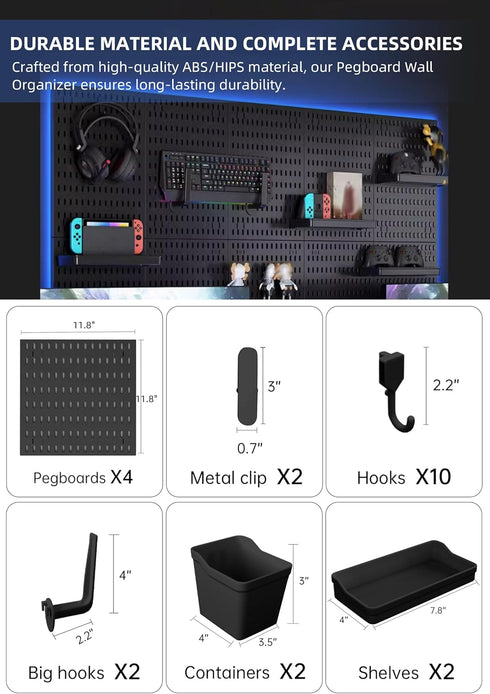 Revamp Your Space with Versatile Pegboard Kit, Organize Home, Office, and Gaming Setup with Customizable Solutions,