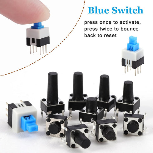 OCR 180Pcs Assortment Kit of 6x6mm Micro Momentary Tactile Push Button Switches, 10 Values