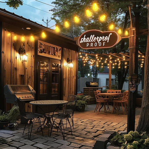 25FT ST38 Bulbs, 2500K Dimmable Outdoor String Lights, Waterproof Patio Lights with Shatterproof Vintage Edison