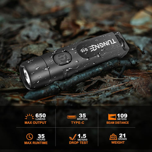 Rechargeable Keychain Flashlights, 650 High Lumens Mini EDC Pocket Flashlights for Camping & Emergency (Black)