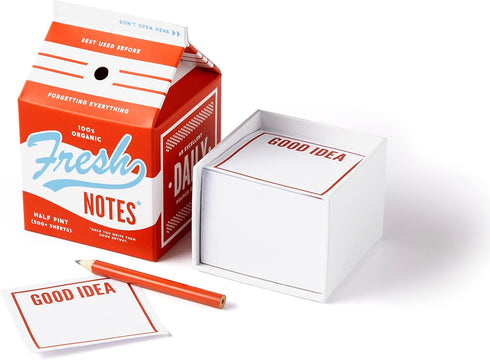Fresh Ideas Milk Carton Note Set from Brass Monkey - Vintage Design Includes 500+ Tear-Off Sheets and 3.5" Pencil,
