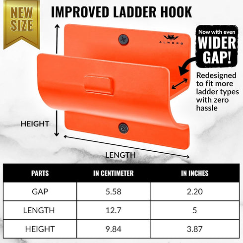 Set 2 Wheelbarrow, Ladder Hangers for Garage Wall of Hooks- Orange Step Stool Hanger Wall Mount. Tool Holder for Shed