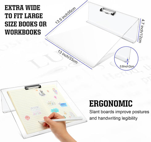 Estune Acrylic Ergonomic Writing Slant Board Transparent Plastic Preschool Slope Board Classroom Tool for Drawing