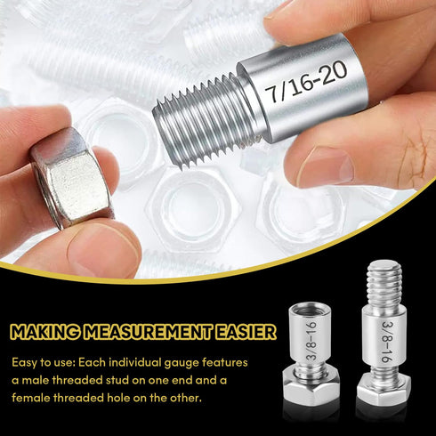 Nut and Bolt Thread Checker, 44 Male/Female Gauges for 23 Inch & 21 Metric Sizes