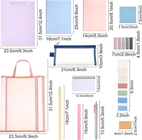 Colarr 54 Pieces Aesthetic School Supplies Set, Bulk Back to School Essentials Kit, Macaron Color for High School and