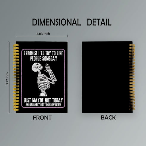Funny Skeleton Prayer Gothic Notebook Journal, Halloween Themed Spiral Notebook, 5.5x8.3 Inch with 164 Pages