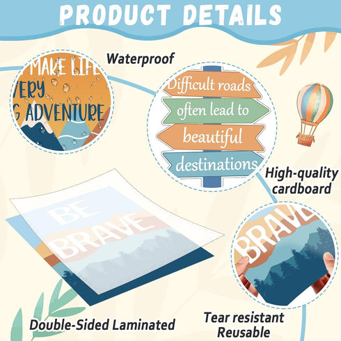 Let The Adventure Begin Motivational Bulletin Board Set, Let's Explore Themed Cutouts for Teachers Students Decor