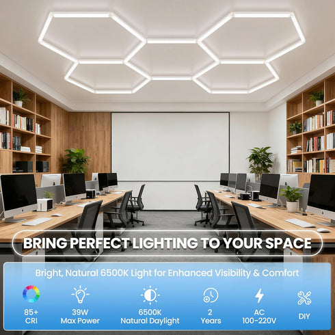 1-Pack 6500K, Hexagonal Garage Lights, Ultra-Bright Garage Ceiling LED Lights, Suitable for Gyms, Basements