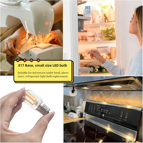 E17 Bulb Bulbs 120V 4W 450LM 3000K CRI90 Jensense LED Appliance for Under Microwave Over Stove Range Hood Bright