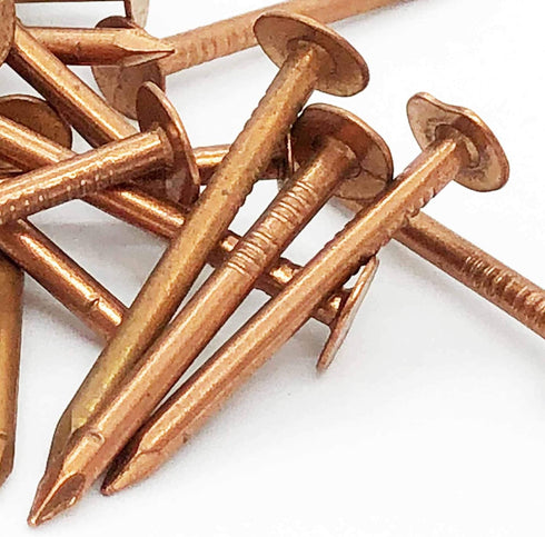 Pure Copper Nails for Roofing, Flashing, Finish & Boat – 1.5 Inch (38mm) Long, 3/8” Nail Head, 100 Count