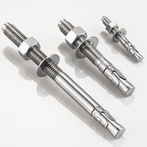 30Pcs 3/8x3-1/2" Inch Standard Fasteners for Heavy-Duty 304 Stainless Steel Wedge Anchors for Cement and Concrete