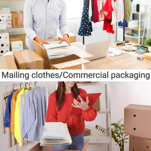 50Pcs Clothes Packaging Bags for Shipping, 12x10 inch Frosted Zipper Plastic Bags for T-Shirts, Pants, Documents, 3 Mil