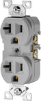 EATON Wiring CR20GY-SP-L Commercial Grade Straight Blade Duplex Receptacle with 20-Amp, 125-Volt, 5-20-NEMA Rating, Gray