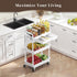 Rolling Utility Cart with Drawer, 3 Tier Storage Organizer with Lockable Wheels for Kitchen, Bathroom, Office