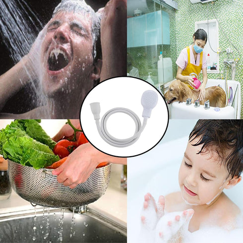 Generic 2m/6.56ft Sink Spray Rubber Hose Portable Sink Hose Faucet Sprayer Shampoo Sprayer Handheld Faucet Shower