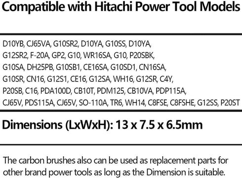 20 Pcs Motor Carbon Brush 6.5x7.5x13mm for Angle Grinder, Electric Hammer, Polisher, Hand Drill Replacement