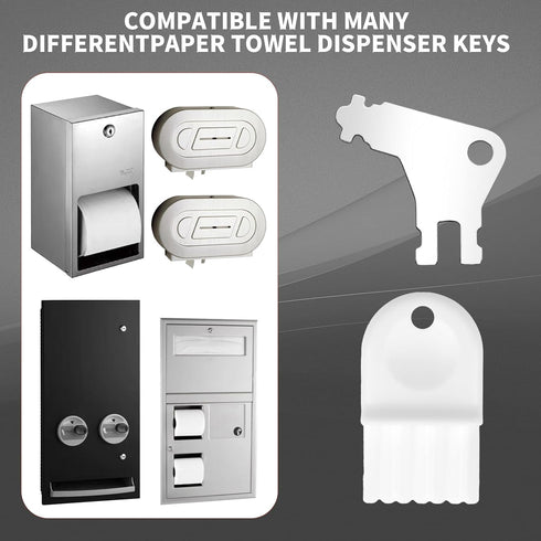 Asofelk 6PCS Commercial Set Paper Towel Dispenser Key, White Plastic & Metal Restroom Keys, Toilet & Papering Towel Key