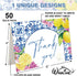 50 Summer 4 6 Inch Whaline Pcs Mediterranean Lemon Thank You Cards Boxed Blue Tile Flower Greeting Card with Envelope