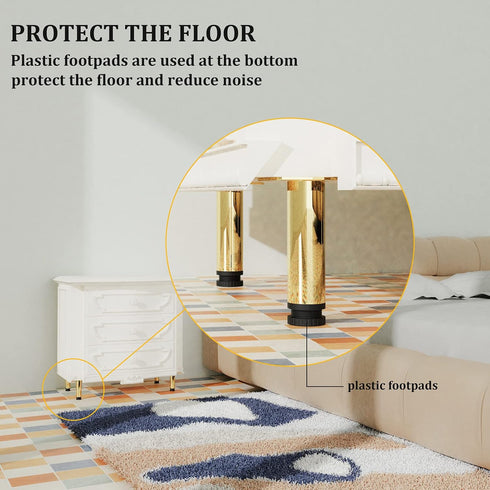 M MIMHOOY 5 Inch Set 4, Gold Furniture Legs Legs for Furniture of Adjustable Metal Legs for Dresser Cabinet Couch