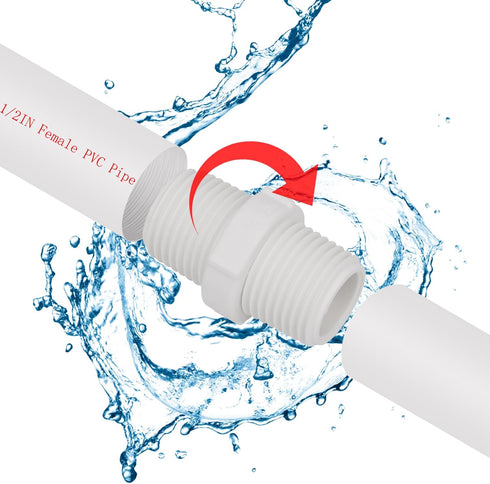 20Pack 1/2 Inch PVC Nipple Male Thread Coupling Adapter (Male x Male) for Thread Plumbing Pipe, Schedule 40