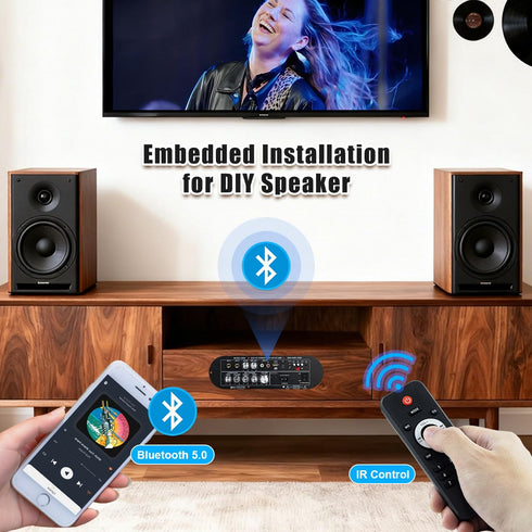 Hosyond D800 2.1 50W2 100W Bluetooth Receiver Amplifier Channel + Subwoofer, Hi-Res Audio Class D Amp with USB/AUX/USB
