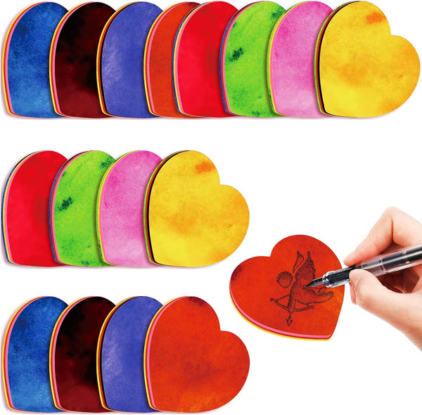 BBTO 720 Sheets Heart Shaped Sticky Notes, 3 x 3 Inch Colorful Memo Pads for Valentine's Day, Removable