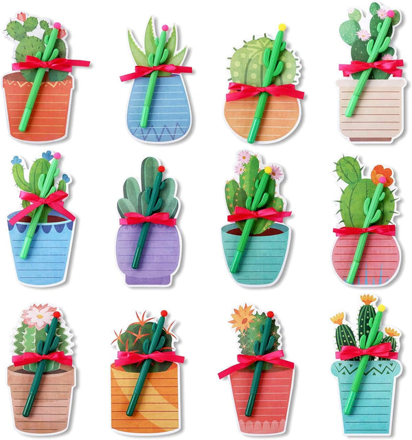 Cactus Sticky Notes with Cactus Pen, Cute Notepads Set, Fun Cactus Gifts, Self Adhesive Note Pads for School Supply