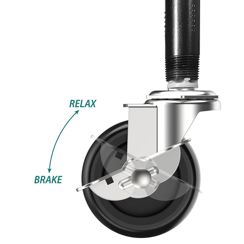 Caster Wheels 3 inch Locking Stem Casters, 3/8" -16 x 1-1/2" Threaded Stem Casters Swivel Set of 4 Heavy Duty Black