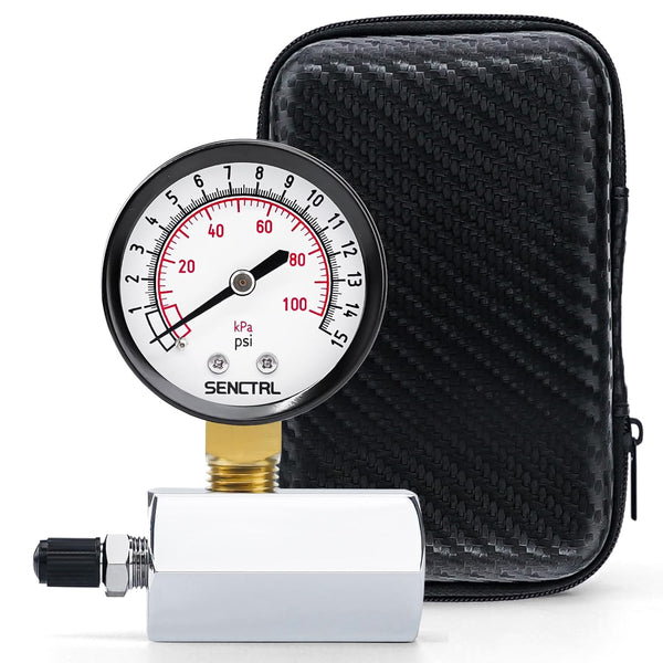 0-15 Psi Gas Pressure Test Gauge, 2" Dial Size, 3/4" FNPT Connection, Brass Valve, Chrome Plated Steel Body Assembly