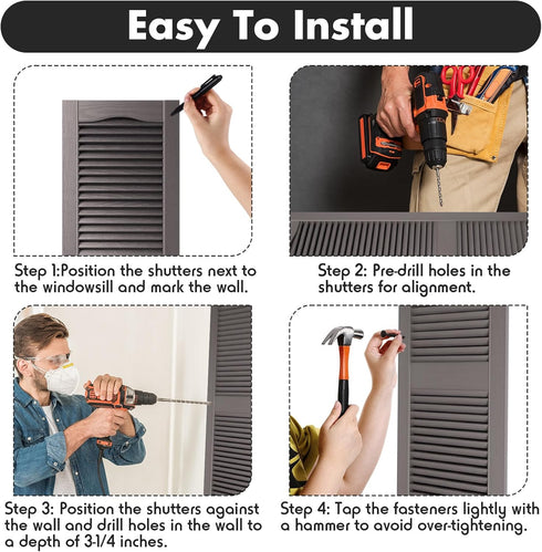 MorningRo 24 Set 3 Inch Vinyl Shutter Fasteners and Plastic Caps Shutter Fastener Spike Peg Loks Windows Outside