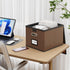 Huolewa Upgraded Faux Leather File Organizer Box with Lid, Collapsible Hanging Folder Box for Home/Office Storage