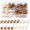Push Pins, Decorative Thumb Tacks for Cork Board, Wooden Thumb Tacks for Wall Hangings, with Storage Box (Coffee, White)