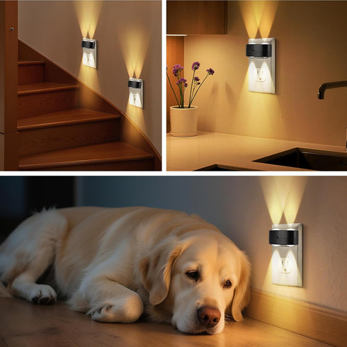 SETEN 4-Pack 2700K LED Night Lights Plug into Wall, Soft White with Light Sensor, Ambient Lighting for Hallway