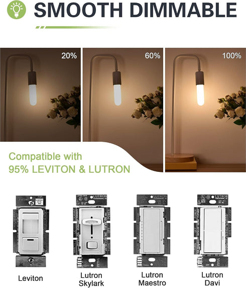 40W T10 Bulb, Dimmable T30 Bulb, 2700K, 4 E26 Bulbs 4 Pack Equivalent LED Chandelier Deep Frosted Glass Cover Invisible