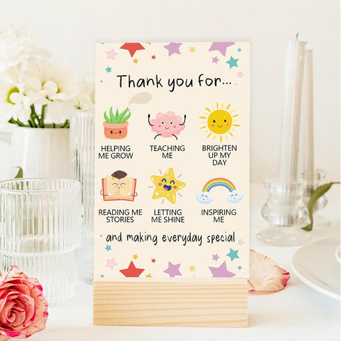 OJsensai Cute Teacher Thank You Card, Best Appreciation Gifts for Daycare Preschool Teacher, Thank You for Helping Me