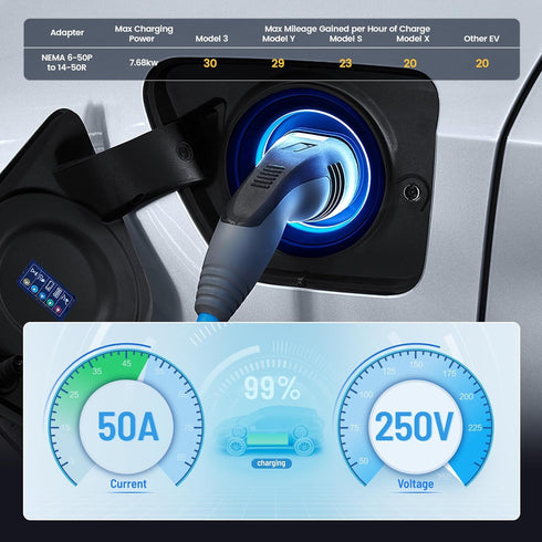 NEMA 6-50P to 14-50R EV Tesla Charger Adapter Cord, 240V 50 Amp 3 Prong Welder Plug to 4 Prong EV Charging Connector
