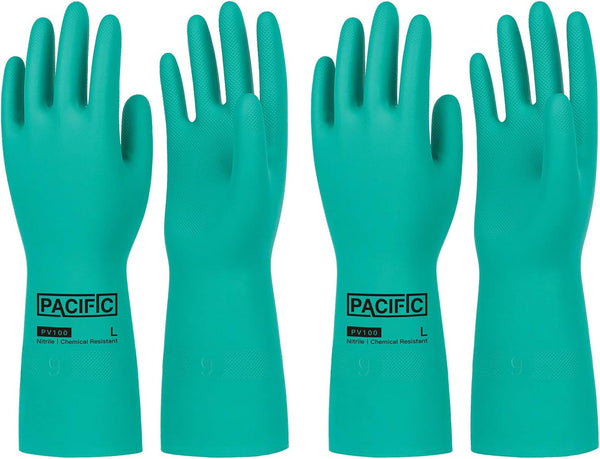 PACIFIC PPE 2 Pairs Nitrile Chemical Resistant Gloves, Flocked, XX-Large, 15 mil, Strong Acid & Alkali Resistant