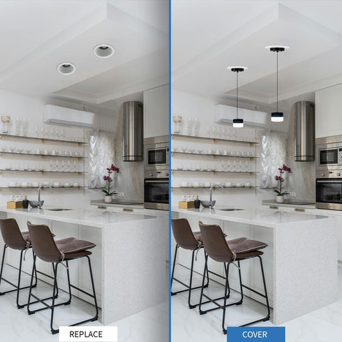 5/6" 1 Pack Jolux Instant Recessed Can Light Conversion Kit, No Tool Needed, Can to Pendant, Ceiling & Hanging Light