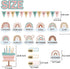 Boho Bulletin Board Decorations Set, Rainbow Birthday Chart Cutouts for School Bulletin Calendar