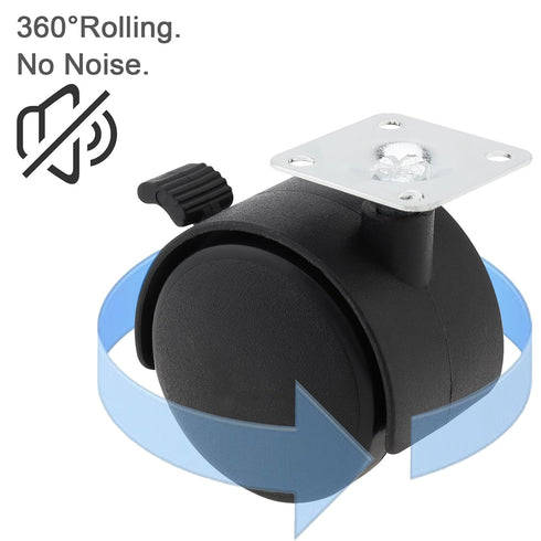 MovFlax 2 Inch Set 4, 16 Caster Wheels Replacement Furniture Casters with Brake of Nylon Plate Caster Swivel Wheels