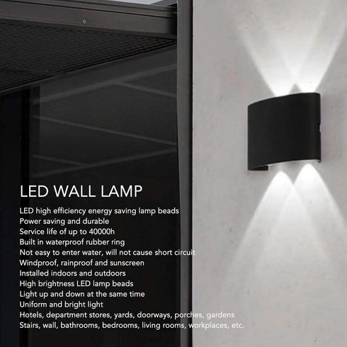 LED Wall Sconce, Waterproof Modern Wall Lamp for Indoor Outdoor Decoration, 90 265V 4W Black Shell