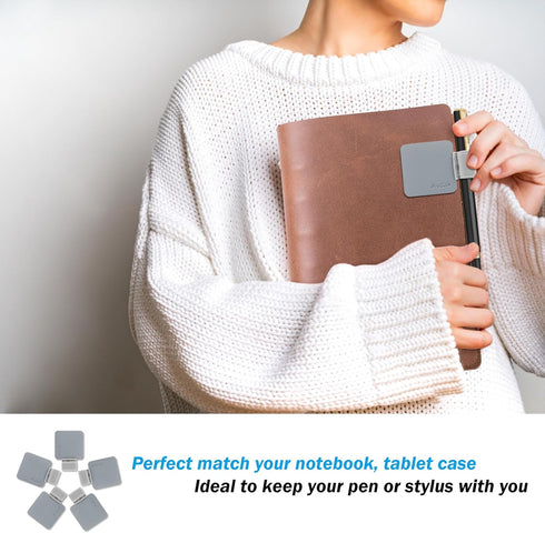 ProCase Pen Loop Holder (5 Pack) for Notebooks, Journals, Planners, Self Adhesive Leather Pencil Holder - Grey