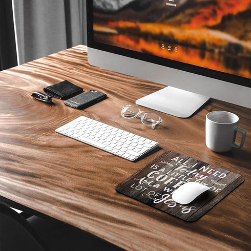 Wknoon 4-19 All I Need is Coffee & Jesus Quote Rustic Wood Mouse Pad, Christian Bible Verse Scripture Quote Philippians