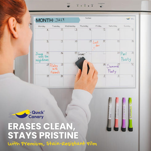 Monthly Magnetic Calendar for Refrigerator, 17x12” Dry Erase Fridge Calendar Magnet, Organizes 2025 Schedules