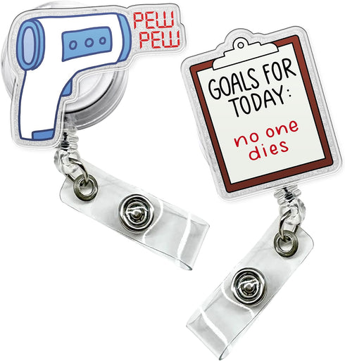 Kadiak Funny Medical Supplies Badge Reel Holder with ID Clip Sets, Funny Badge