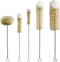 Stainless Steel Soda Bottle Cleaning Brush Set, Natural Boar Bristle Wool Tip, Long Handle for Narrow Neck Bottles (5)