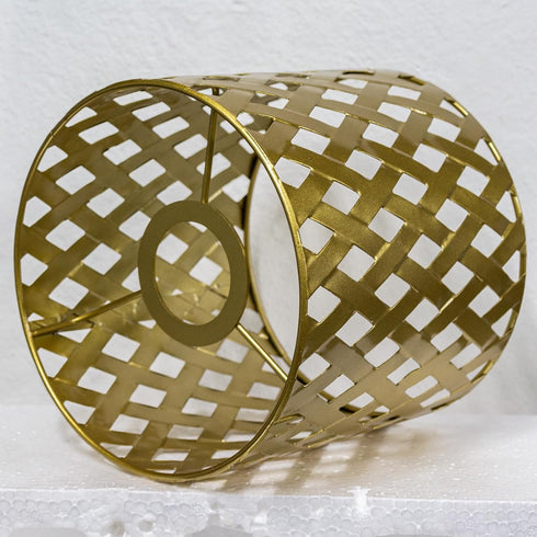 Osasy Gold Hollow drum lampshades, unique moroccan pattern small round metal lamp shade,patterned lamp shade hanging