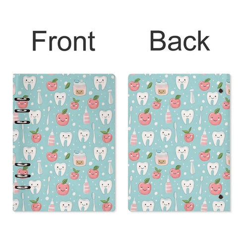 A5 90 Nevjipu College Ruled Notebooks for School - Cute Toothbrush Teeth Print Pu Leather Travel Lined Book Journal